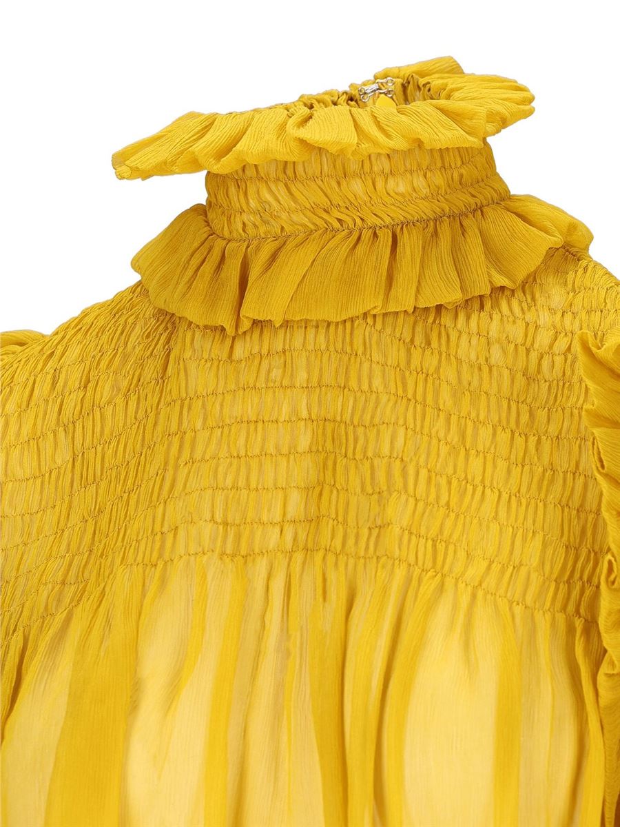 RUFFLED BLOUSE IN SILK CREPON MUSLIN -  SAINT LAURENT - Verso