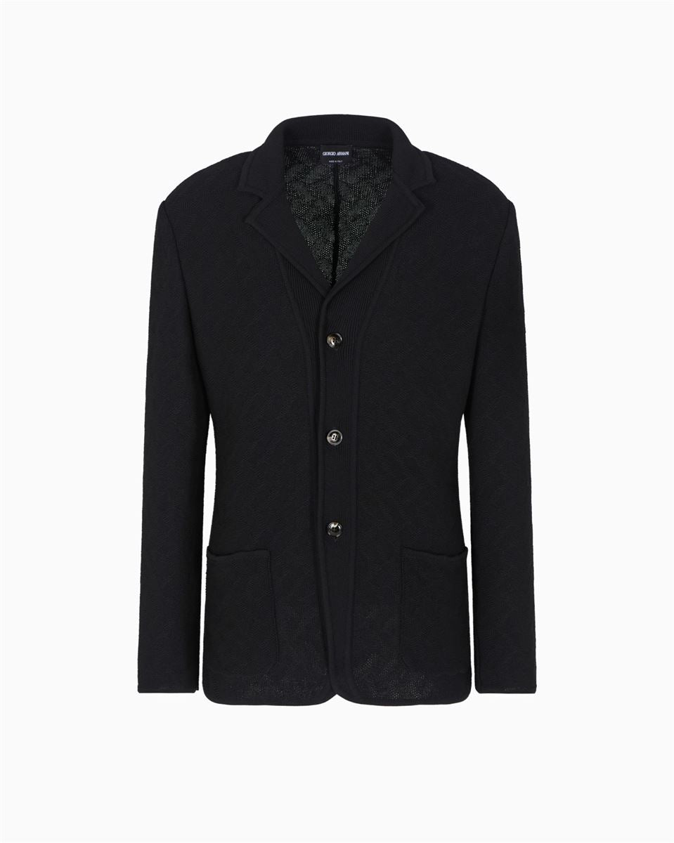 single-breasted jacket in a jacquard cotton knit