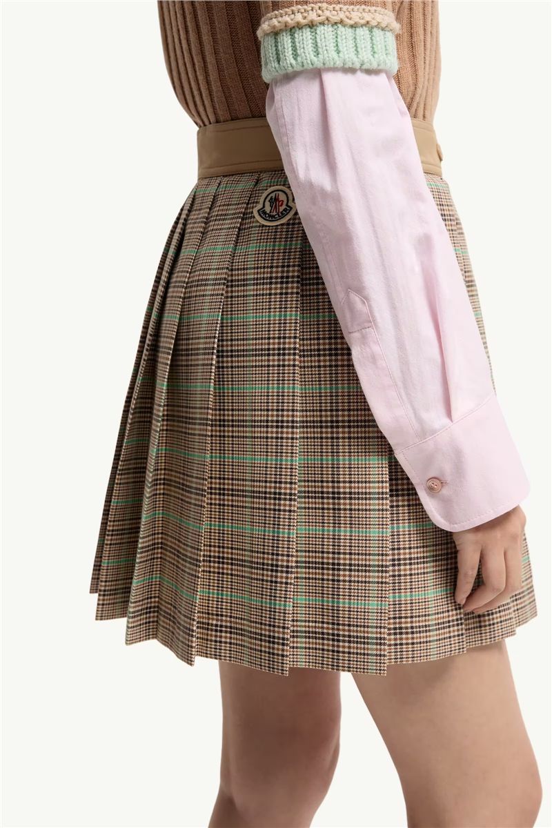 Checked pleated mini skirt-MONCLER-Verso