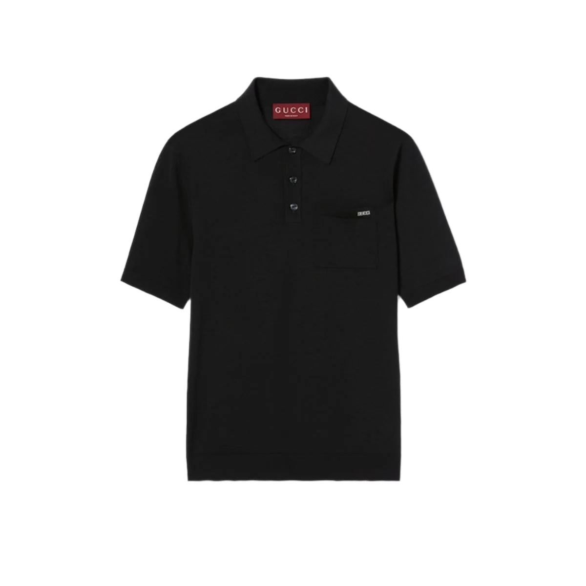FINE WOOL KNIT POLO TOP WITH INTARSIA - GUCCI - Verso