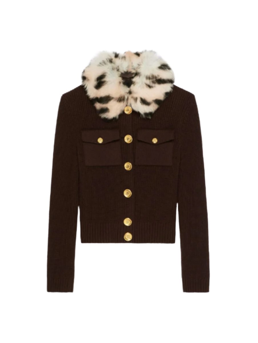 CARDIGAN IN WOOL AND CASHMERE WITH FUR COLLAR -  GIVENCHY -  Verso