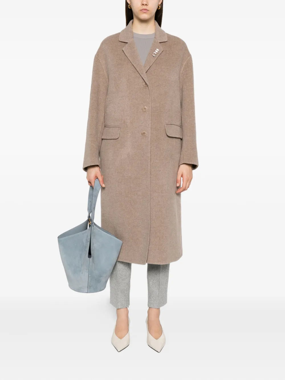 Efezia button-fastening flap-pocket coat
