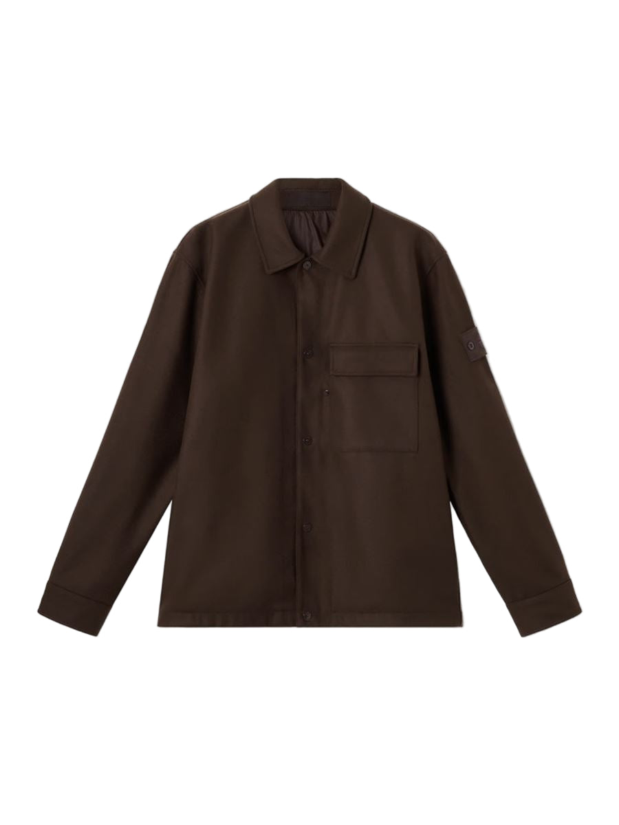 Comfort-fit overshirt with chest pocket and nylon lining