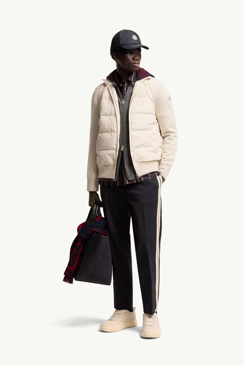 Padded wool zip-up cardigan-MONCLER-Verso