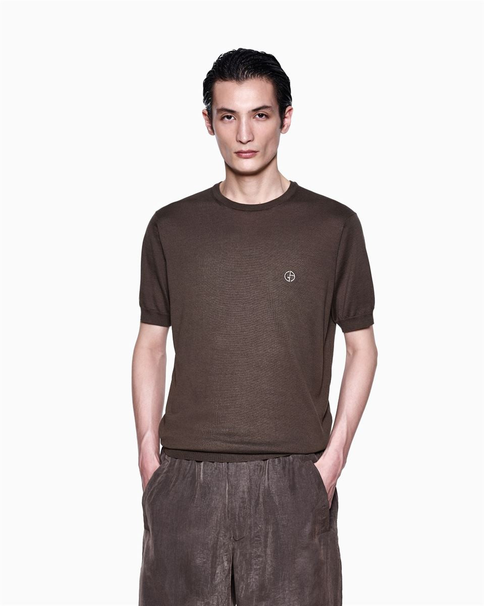 short-sleeved silk-cotton jumper