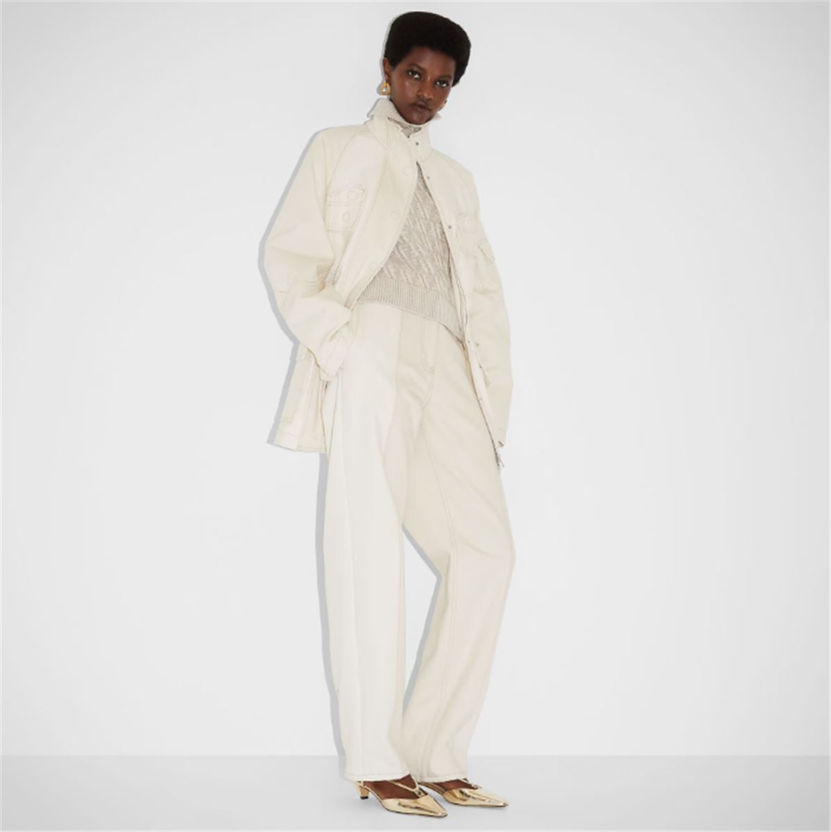 WHITE DENIM TROUSERS