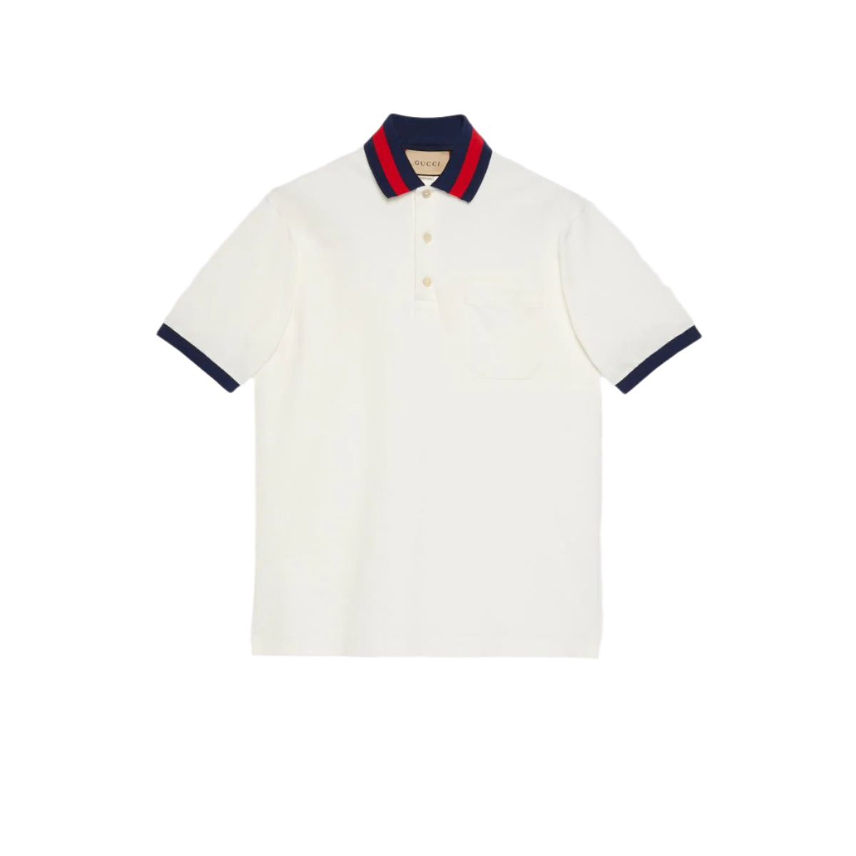 COTTON PIQUET POLO WITH WEB COLLAR -  GUCCI -  Verso