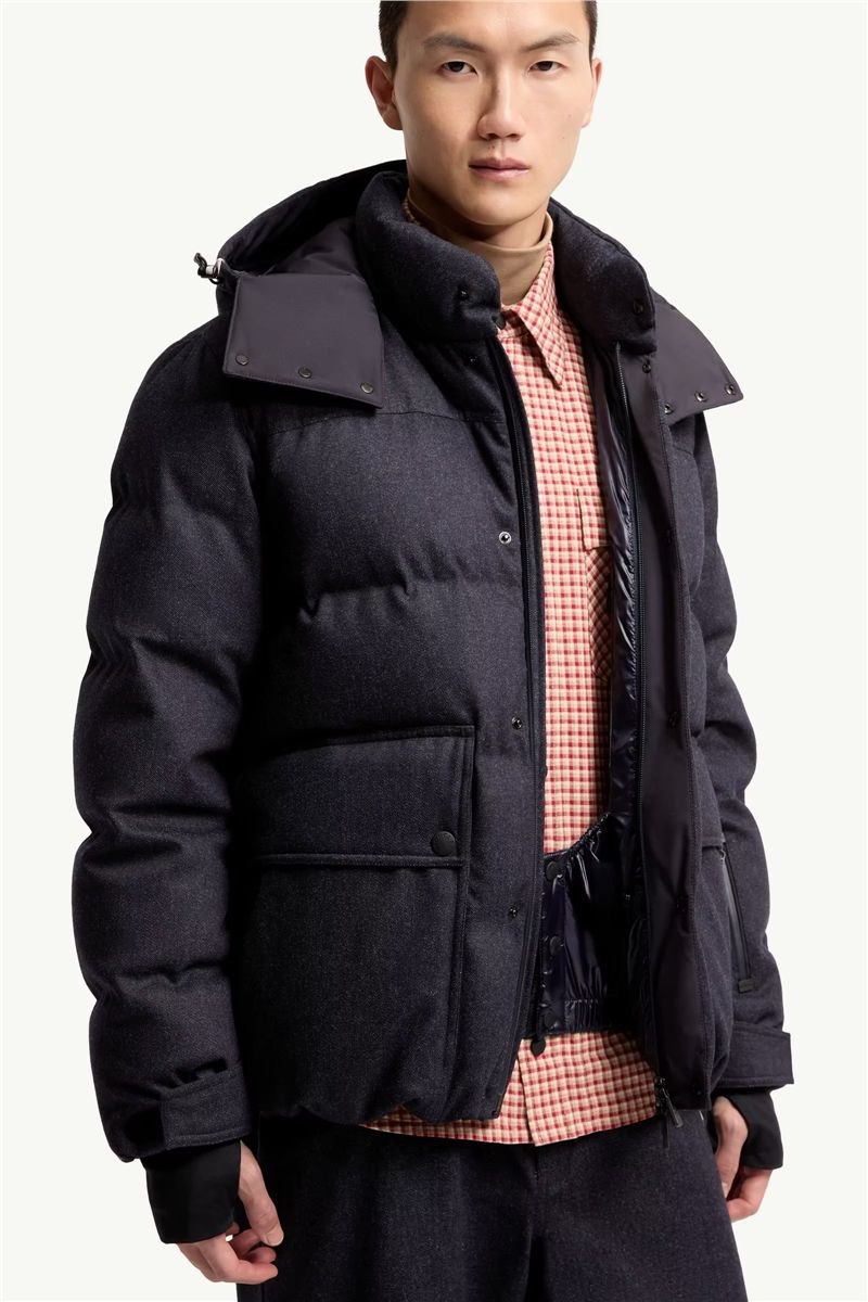 Servance wool denim hooded down ski jacket-MONCLER-Verso