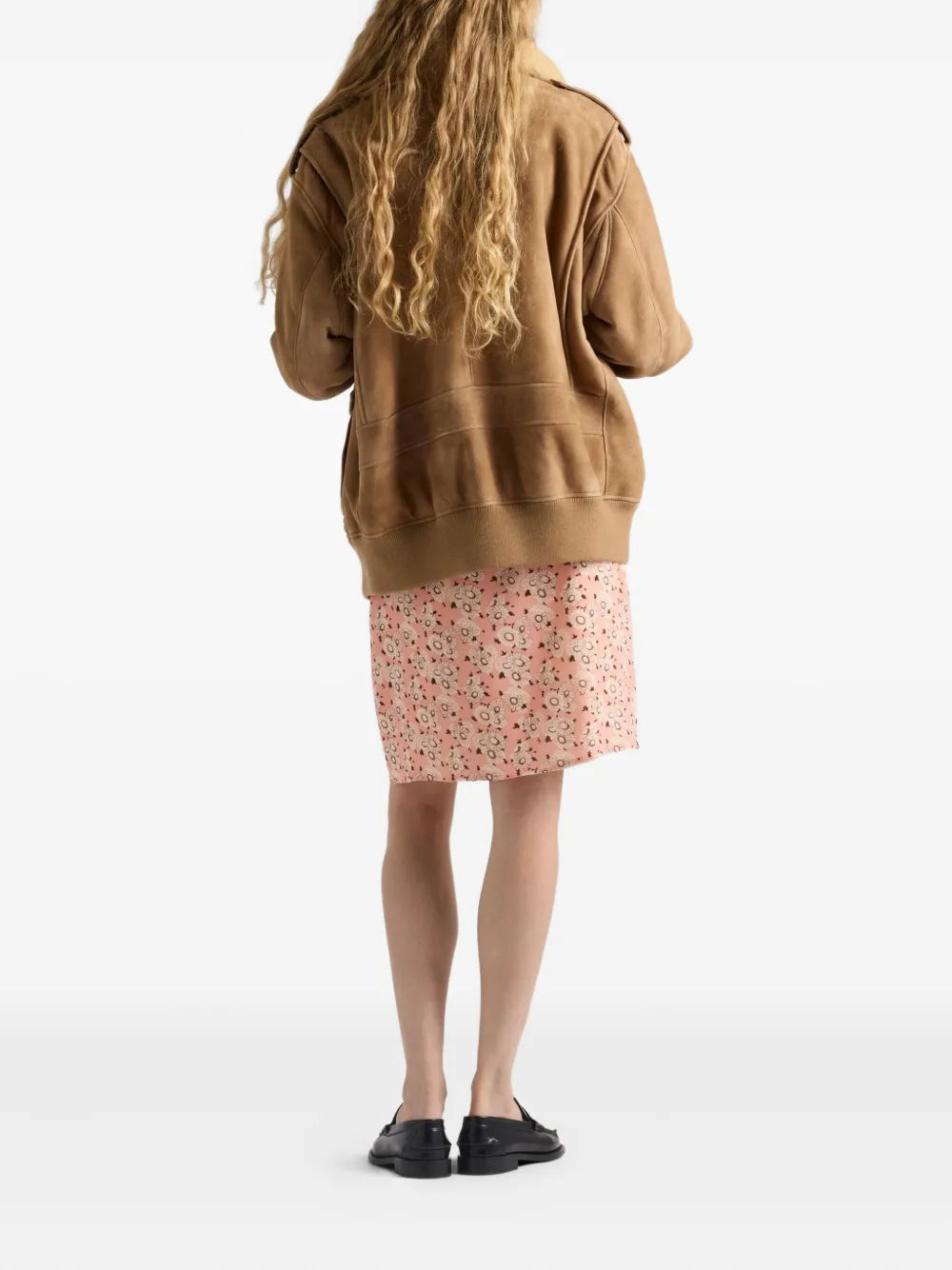 Shearling-collar patch-pocket jacket