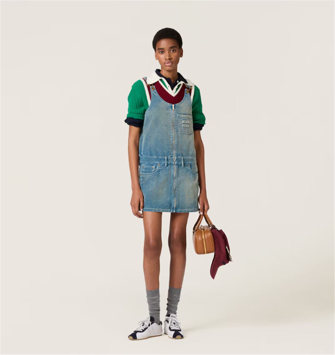 WASHED CORDUROY MINI-DRESS -  MIU MIU -  Verso
