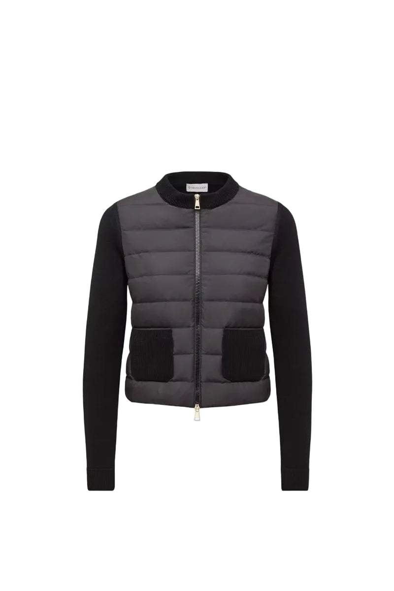 Wool padded zip-up cardigan