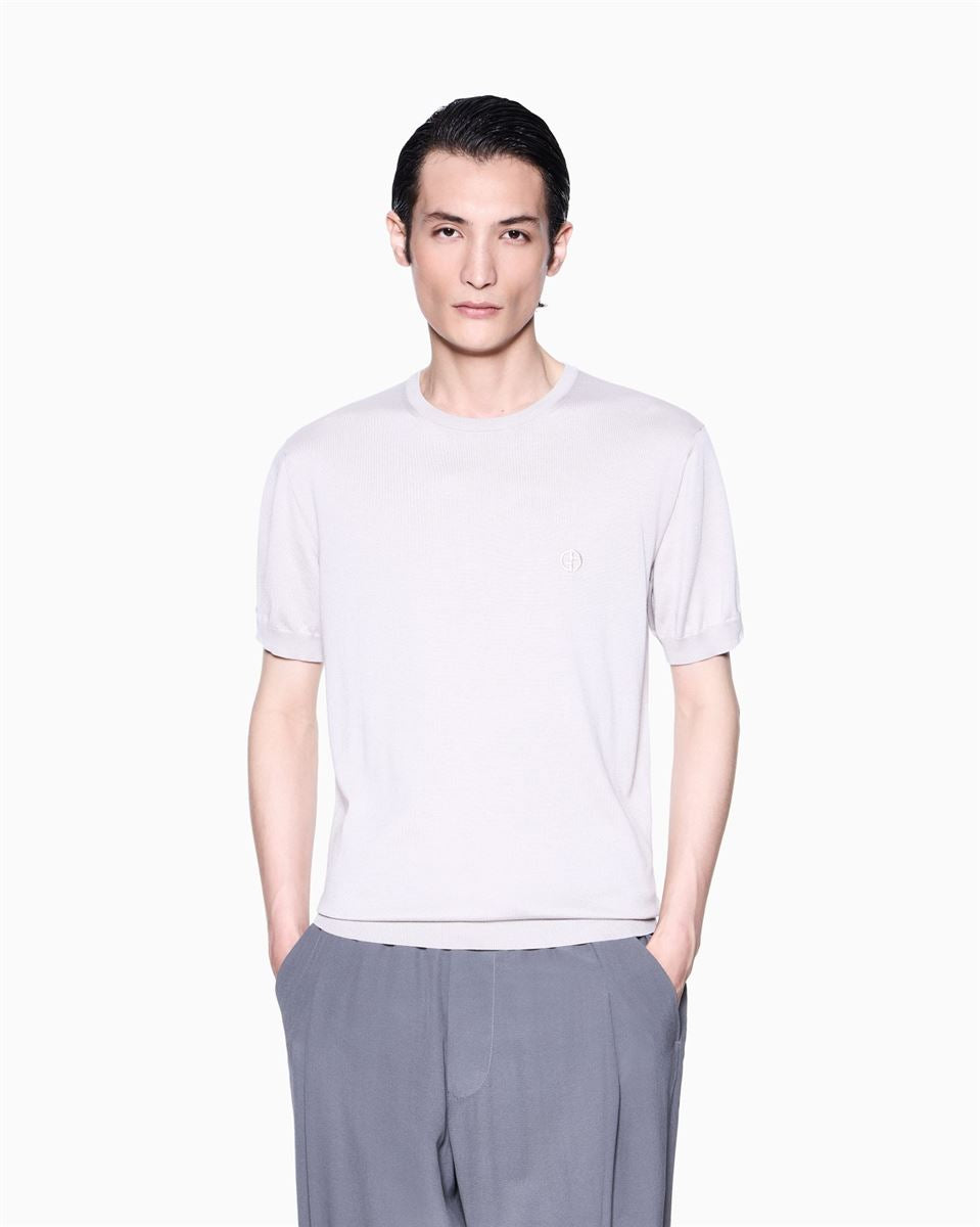 short-sleeved silk-cotton jumper