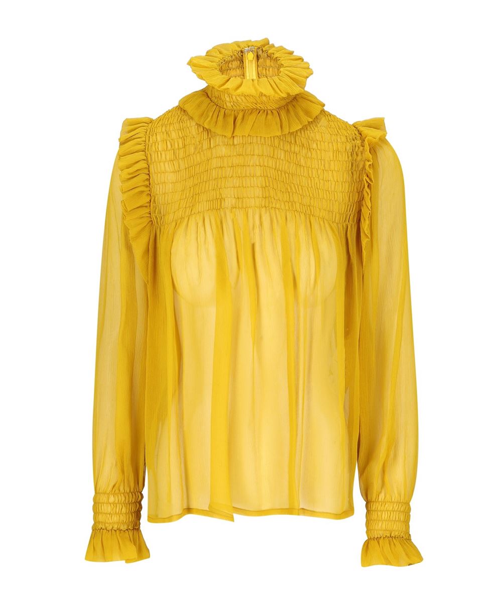 RUFFLED BLOUSE IN SILK CREPON MUSLIN -  SAINT LAURENT - Verso