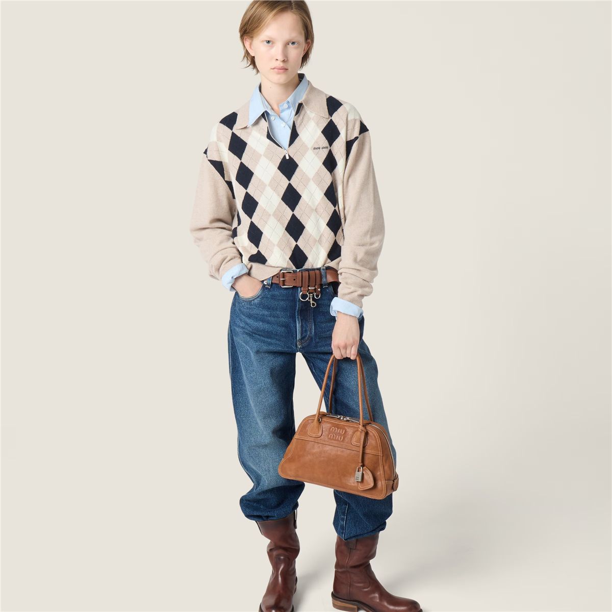 Cashmere polo sweater-MIU MIU-Verso