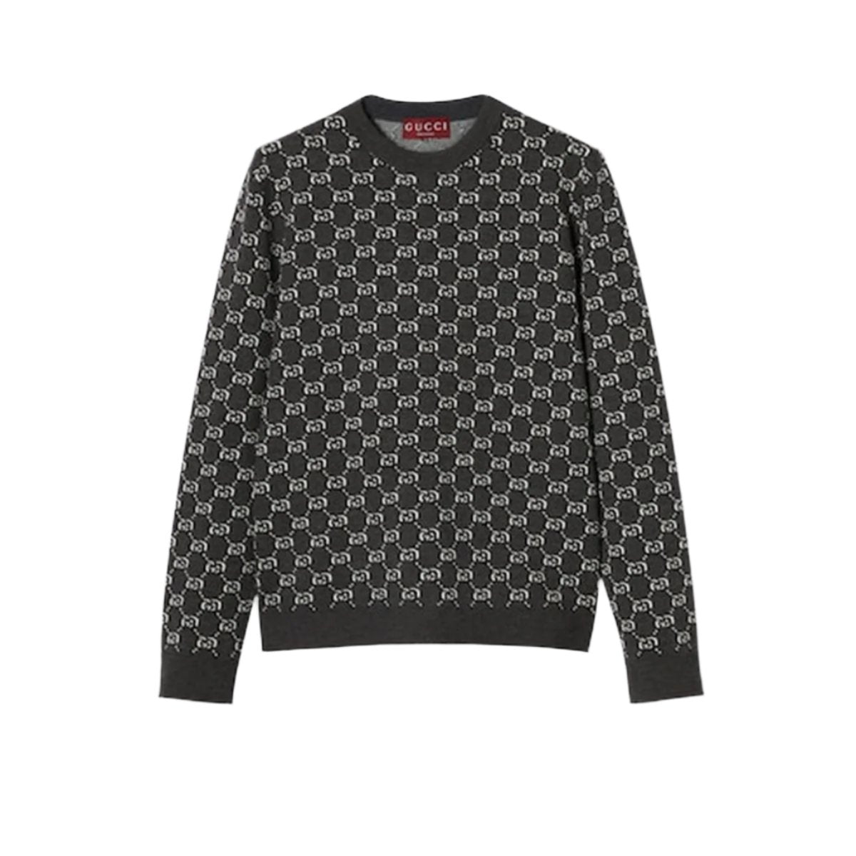 WOOL JACQUARD SWEATER WITH GG SHADOW GUCCI