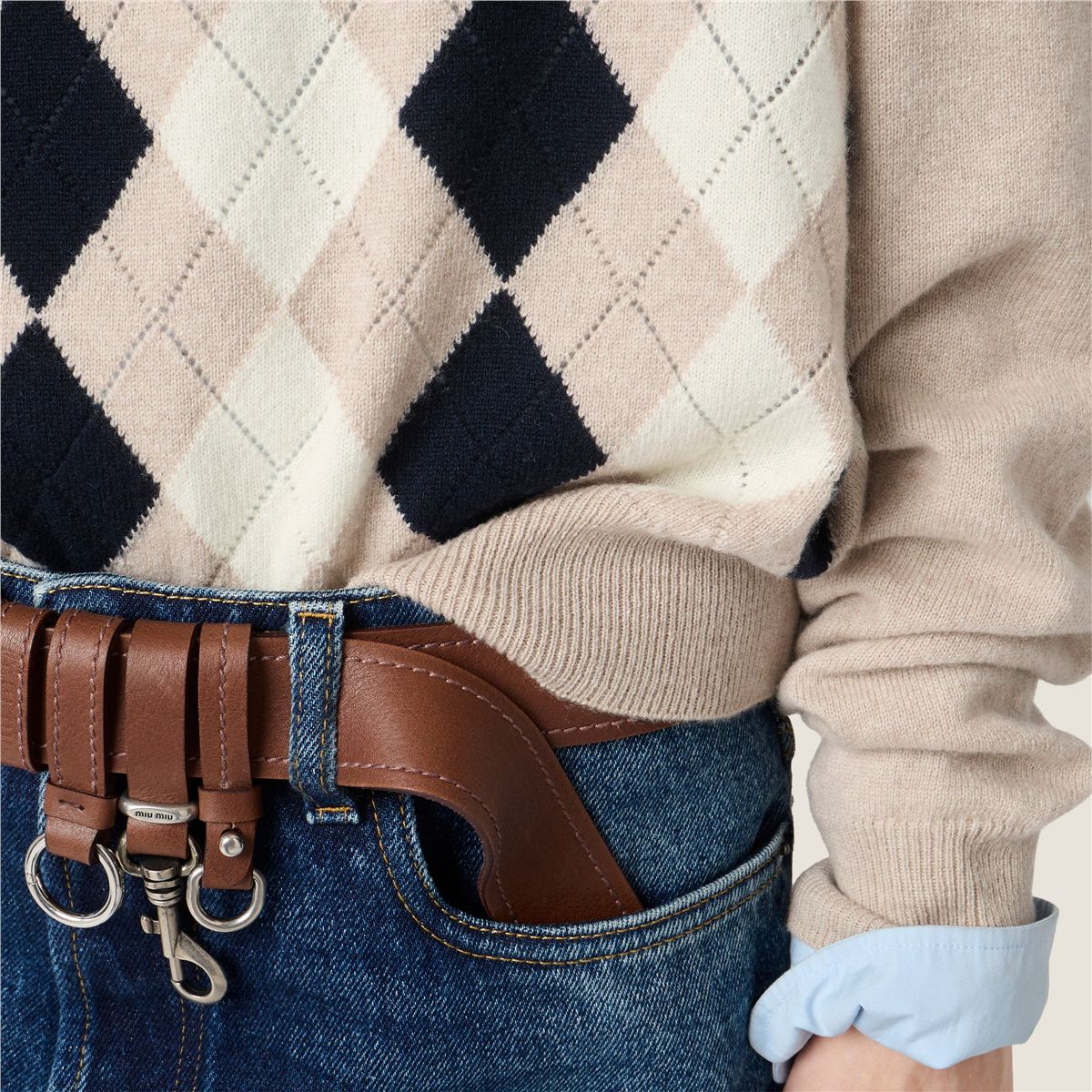 Cashmere polo sweater-MIU MIU-Verso