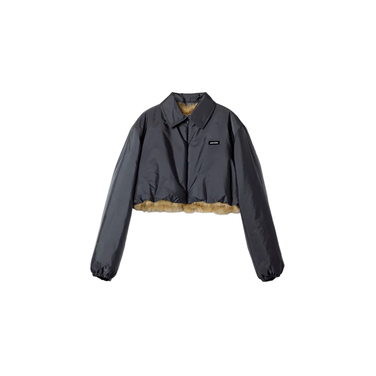 Technical fabric and shearling blouson jacket-MIU MIU-312051-40-Verso