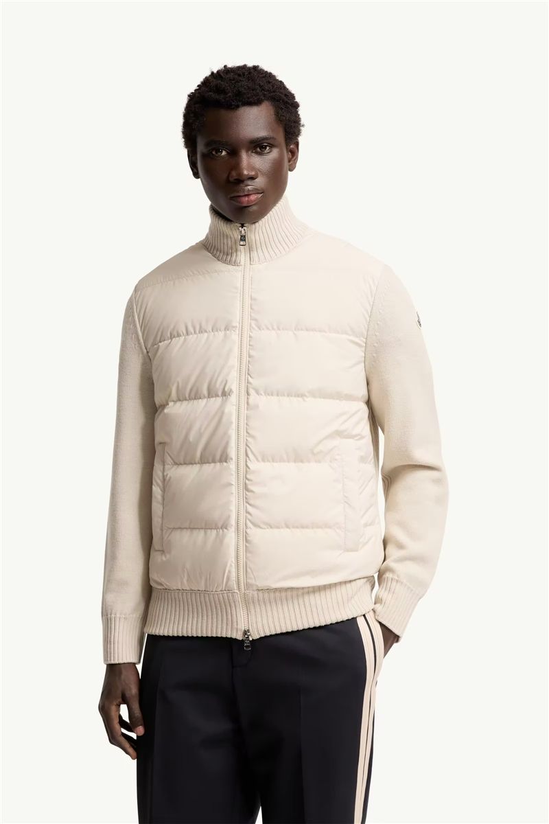 Padded wool zip-up cardigan-MONCLER-Verso