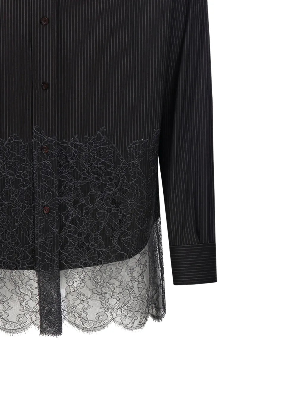 Striped lace-detailing shirt