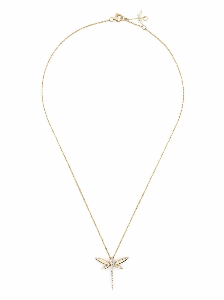 18KT YELLOW GOLD DRAGONFLY DIAMOND PENDANT NECKLACE - ANAPSARA - Verso