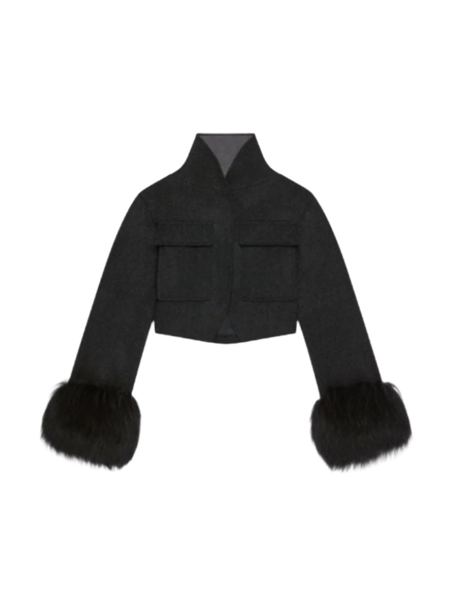 SLIM FIT JACKET IN WOOL AND FUR -  GIVENCHY -  Verso