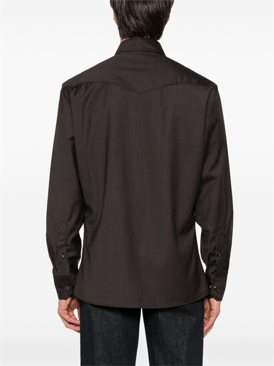 VIRGIN WOOL SHIRT -  BRUNELLO CUCINELLI -  Verso