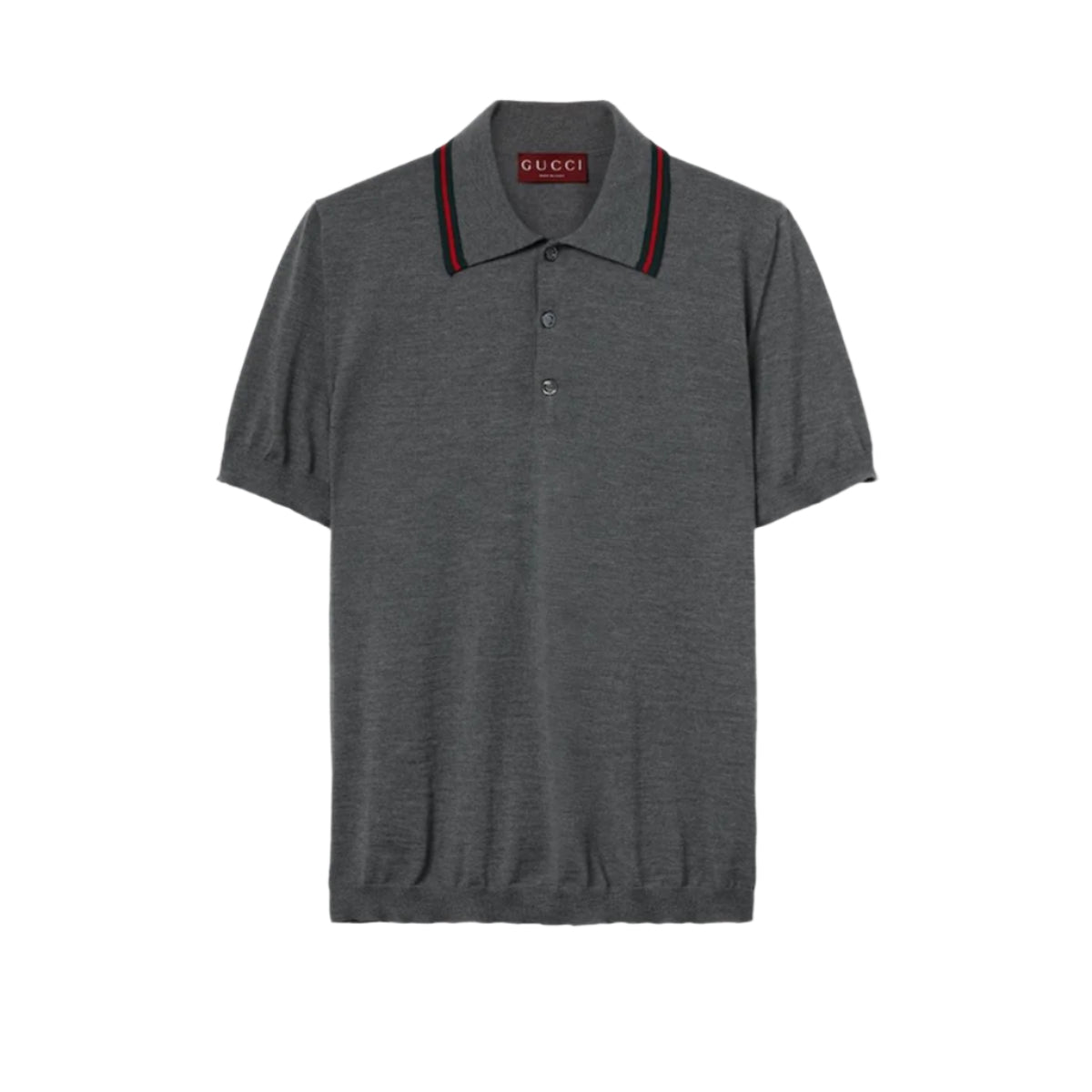 WOOL KNIT POLO SHIRT WITH WEB - GUCCI - Verso