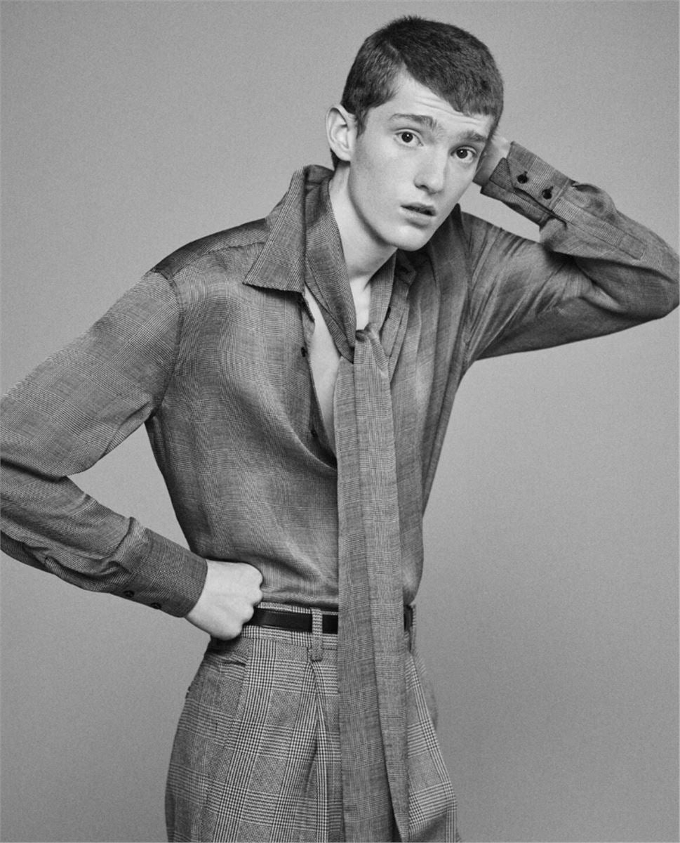 SHIRT IN PRINCE OF WALES SILK CHARMEUSE - SAINT LAURENT - Verso