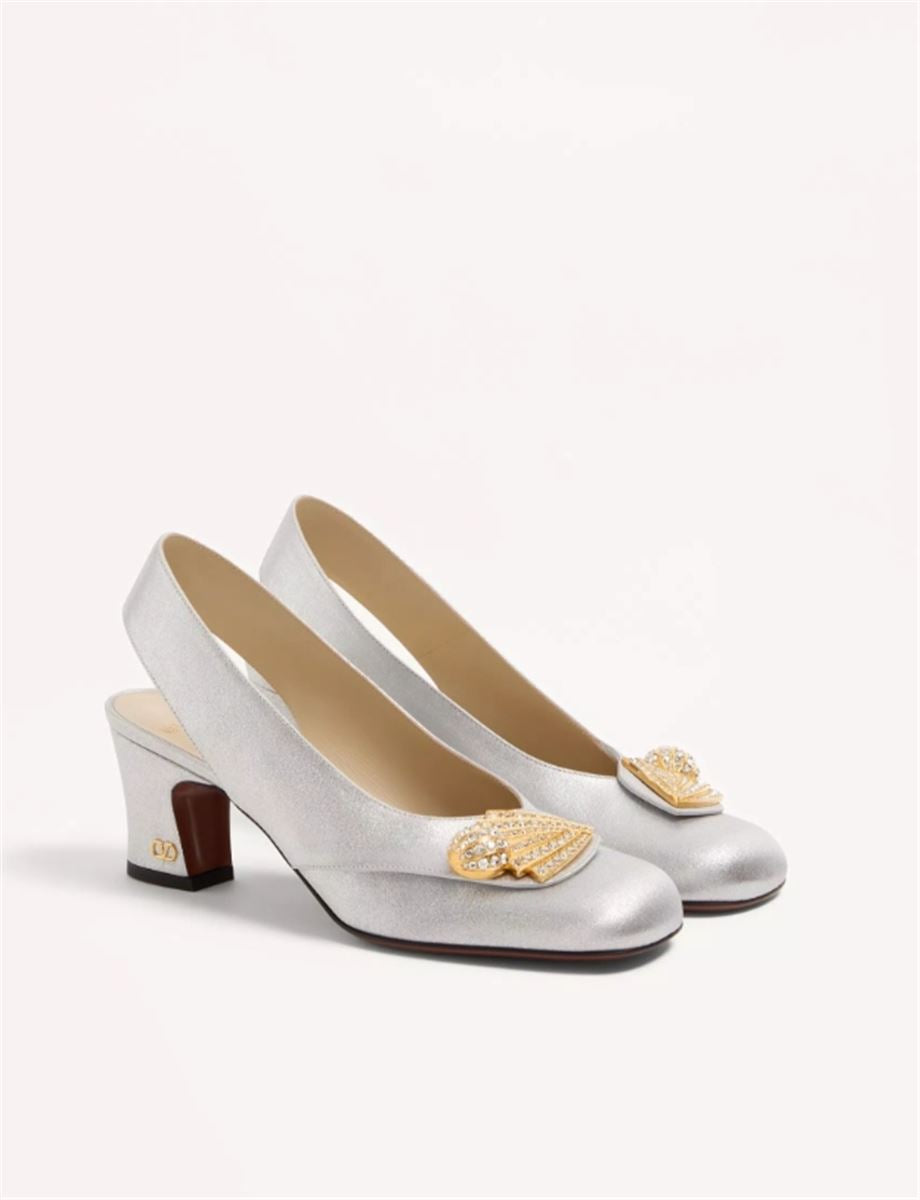 adamantine slingback pumps in glitter fabric-VALENTINO-Verso