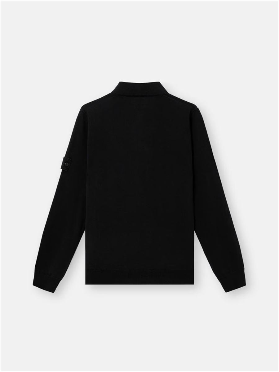 Long-sleeve polo jumper with ribbed trims