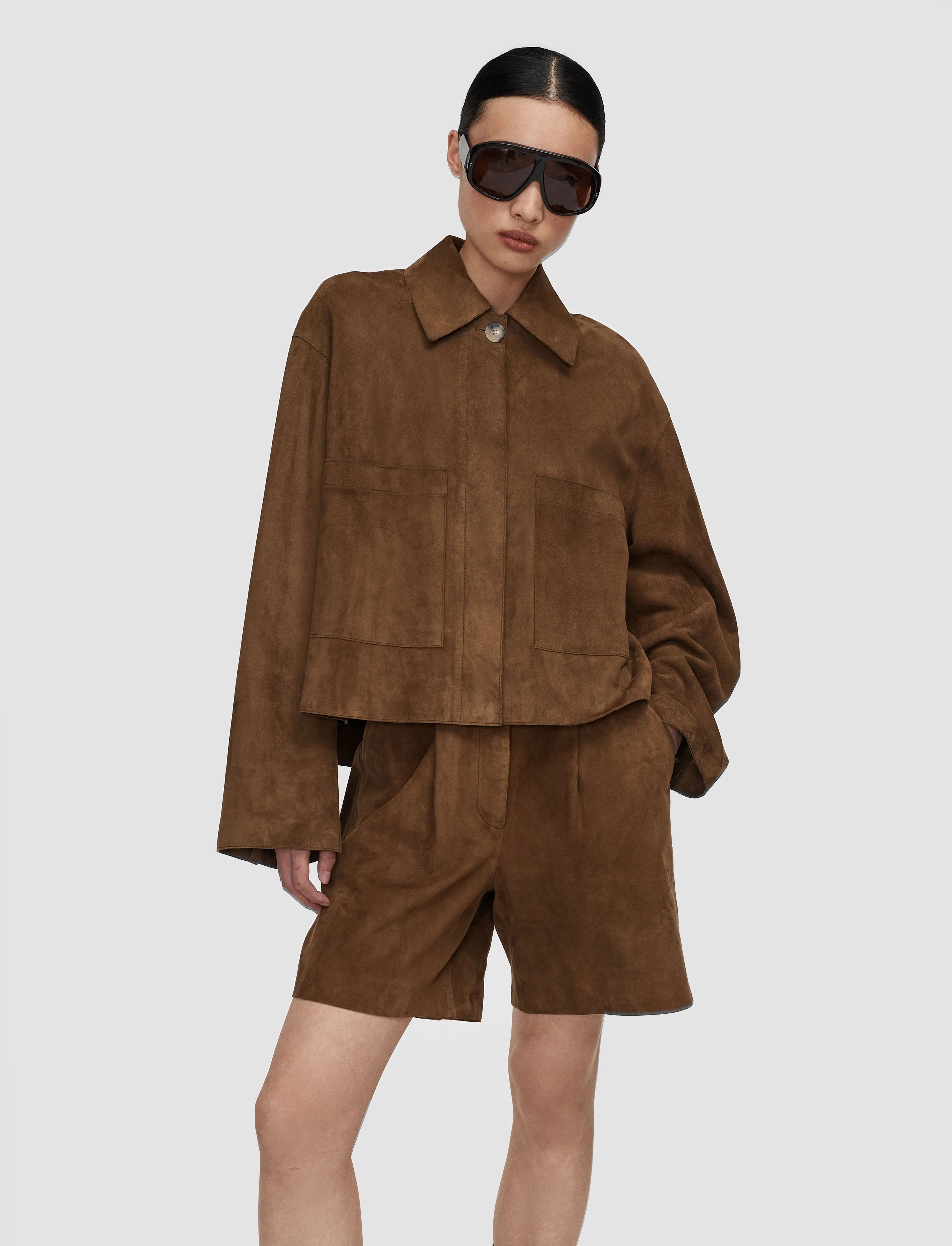 Aitna Light Suede Jacket-JOSEPH-Verso