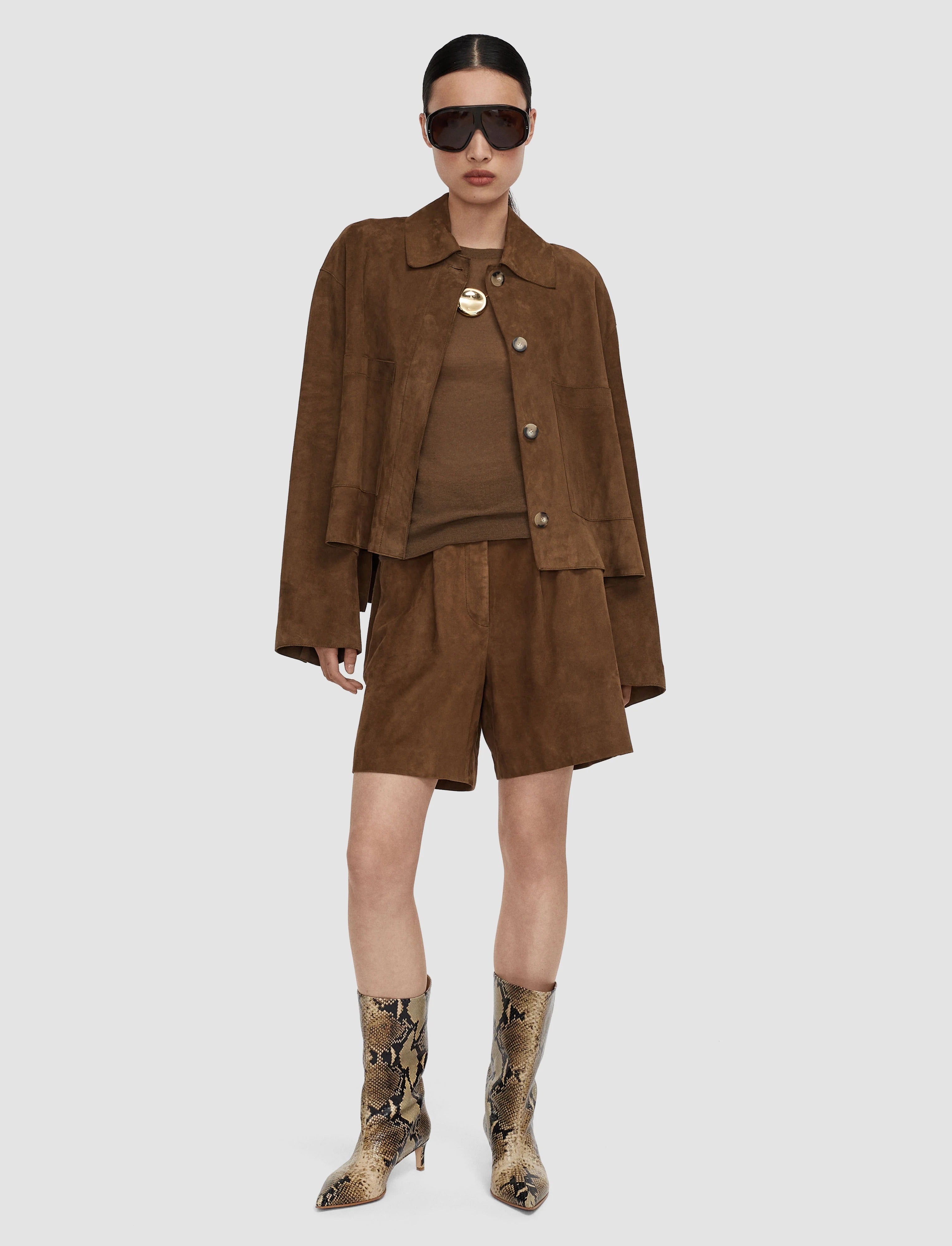 Aitna Light Suede Jacket-JOSEPH-Verso