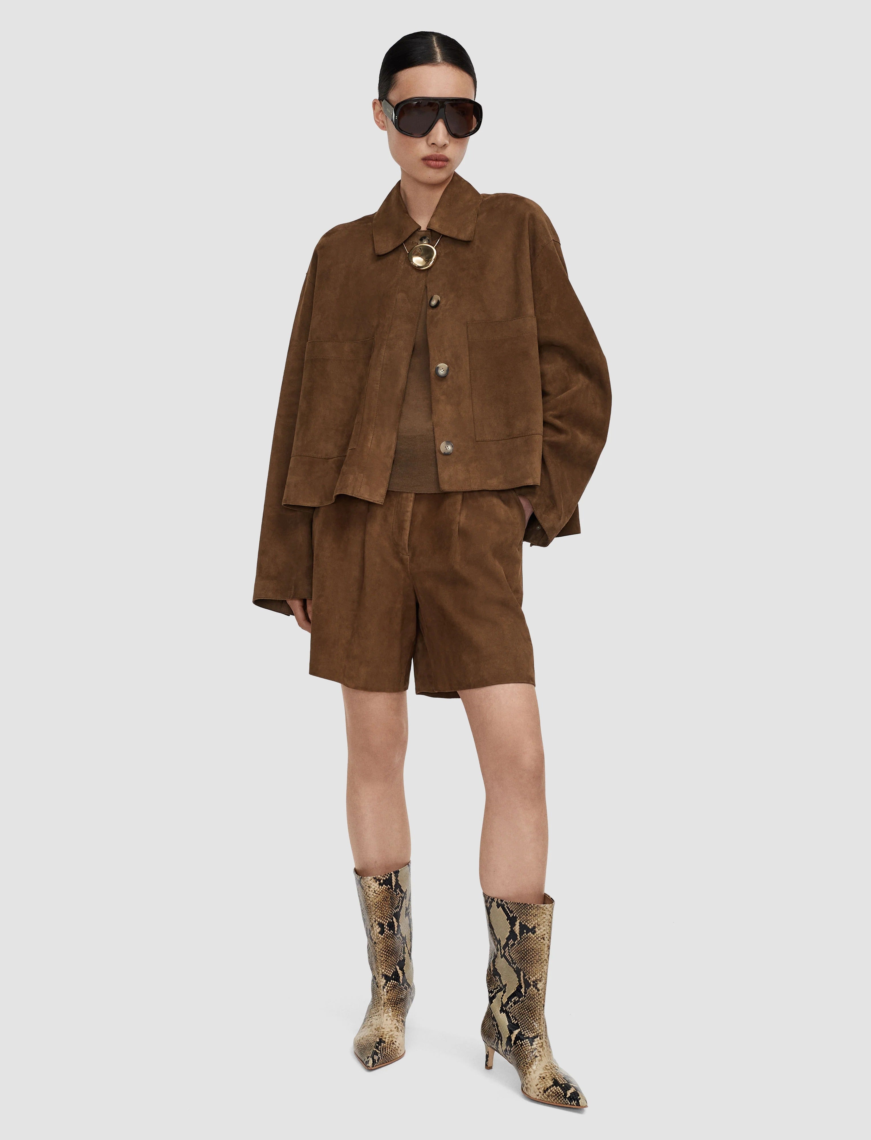 Aitna Light Suede Jacket-JOSEPH-Verso
