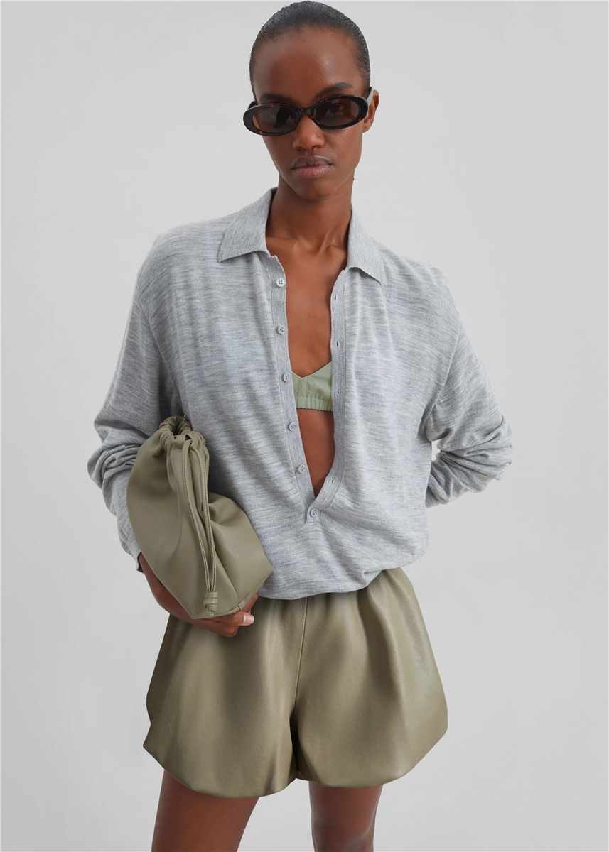 Alina Faux Leather Bubble Hem Shorts-THE FRANKIE SHOP-Verso