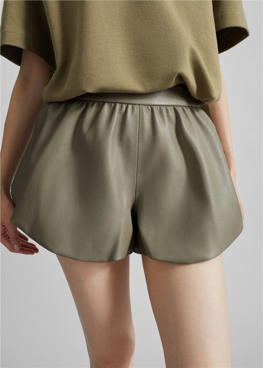 Alina Faux Leather Bubble Hem Shorts-THE FRANKIE SHOP-Verso