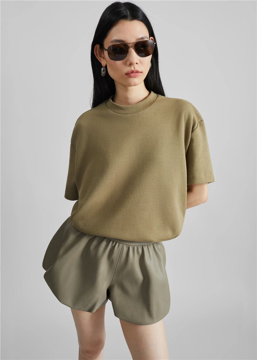 Alina Faux Leather Bubble Hem Shorts-THE FRANKIE SHOP-Verso