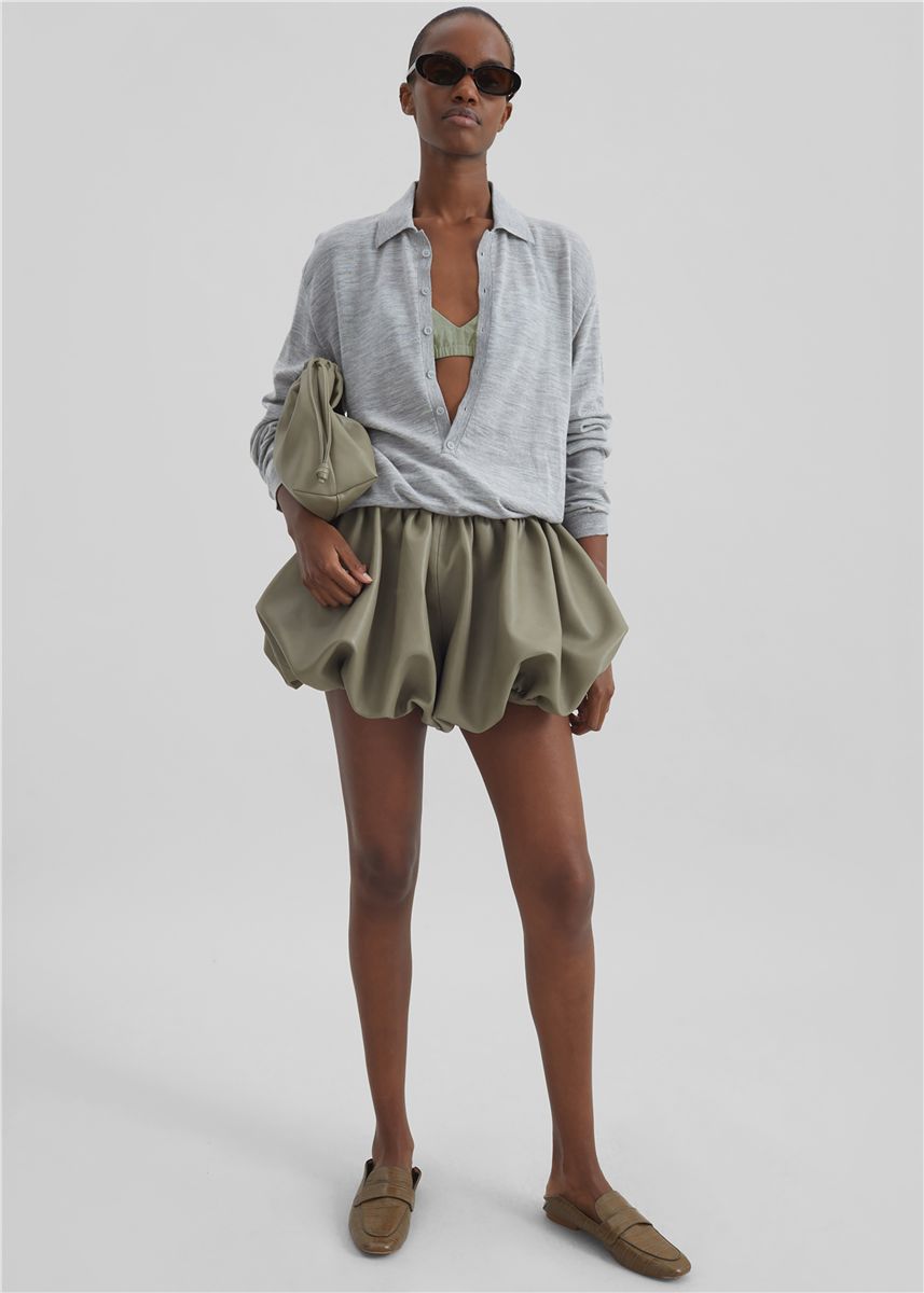 Alina Faux Leather Bubble Hem Shorts-THE FRANKIE SHOP-Verso