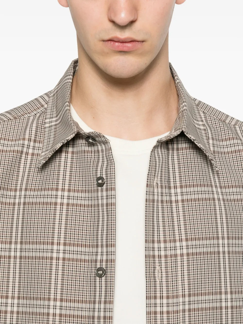 Amaranto checked short-sleeve shirt-AMARÁNTO-Verso
