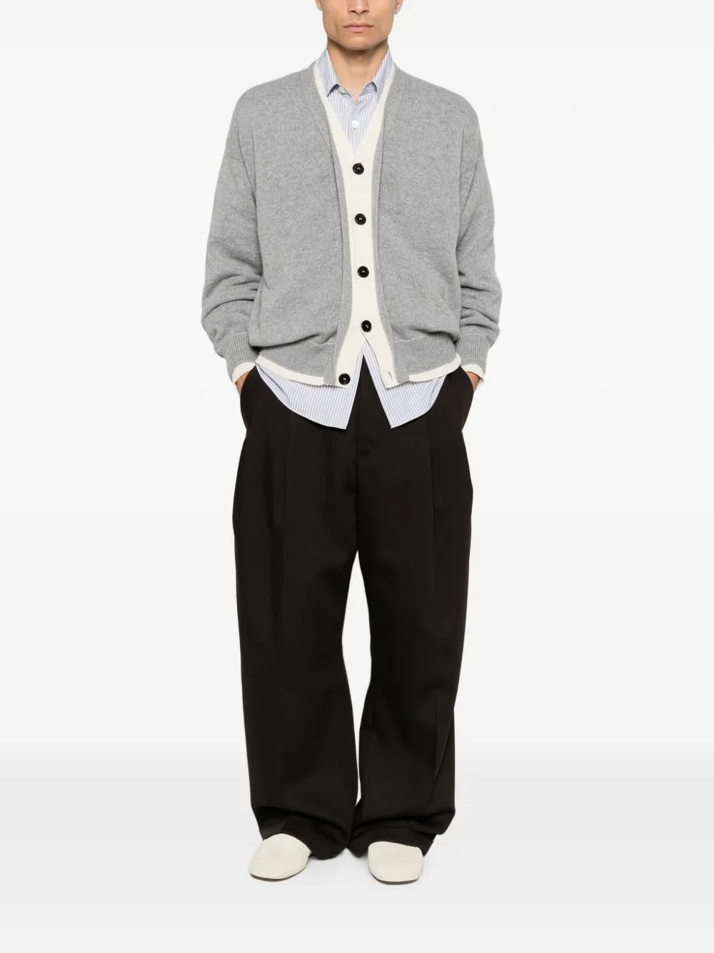 Amaranto contrast-trim button-up cardigan-AMARÁNTO-Verso