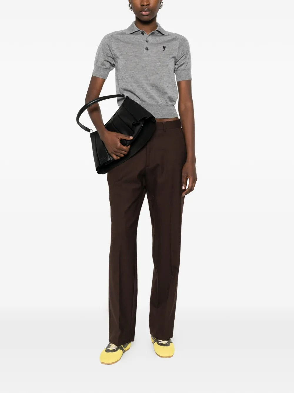 De coeur chest-embroidery polo top-AMI-Verso