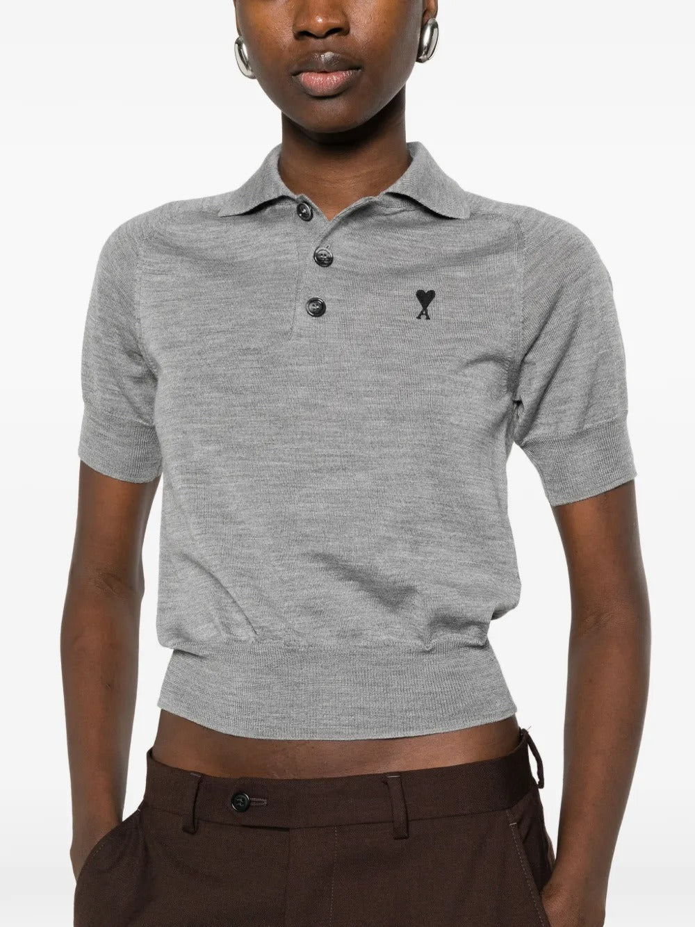 De coeur chest-embroidery polo top-AMI-Verso