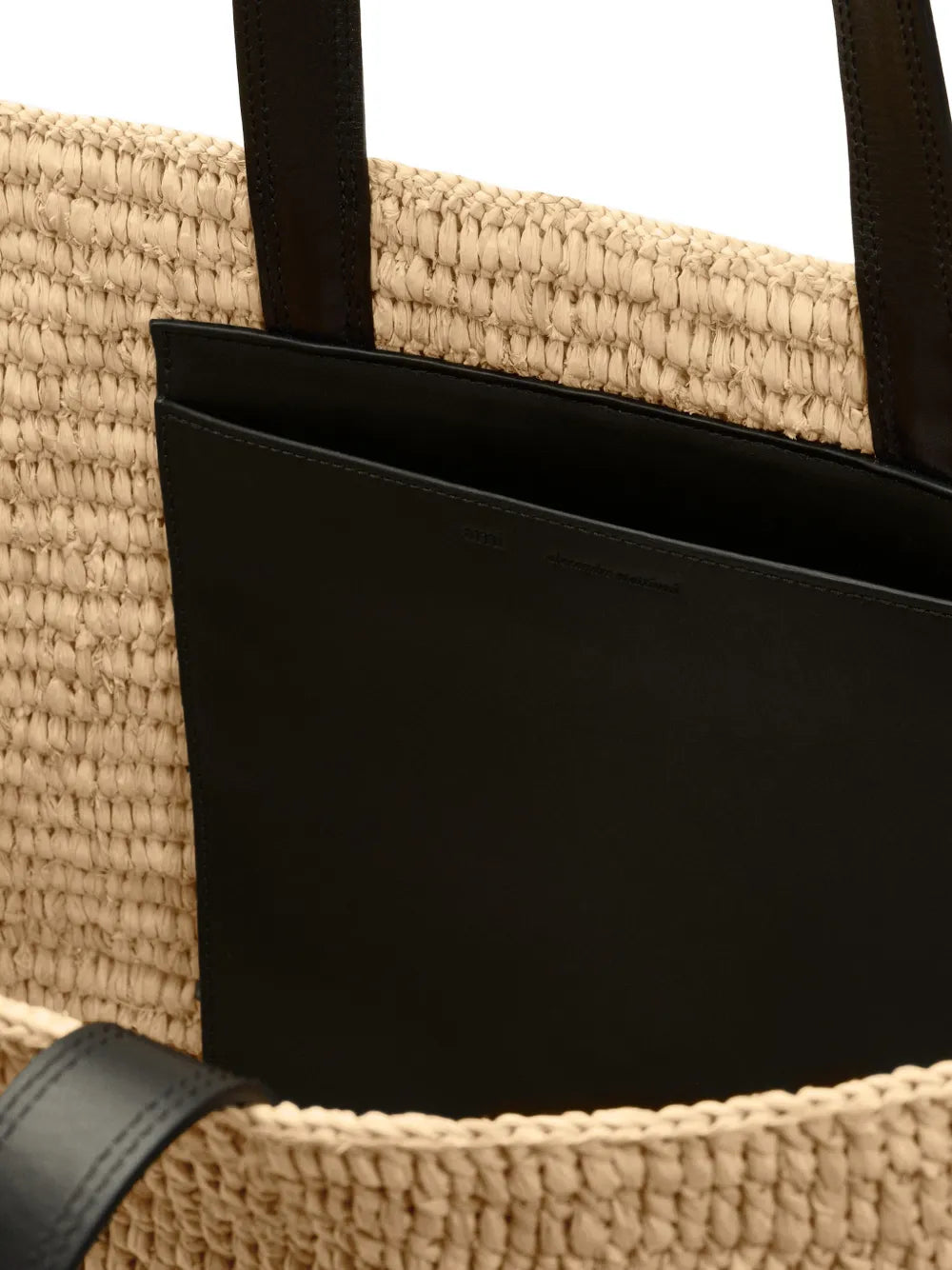 Large de coeur raffia tote bag-AMI-Verso