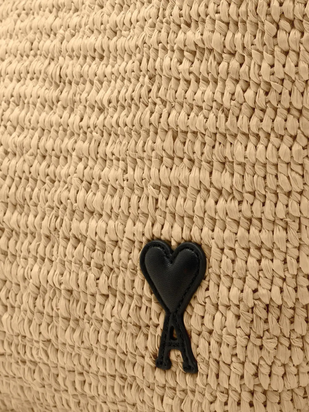 Large de coeur raffia tote bag-AMI-Verso