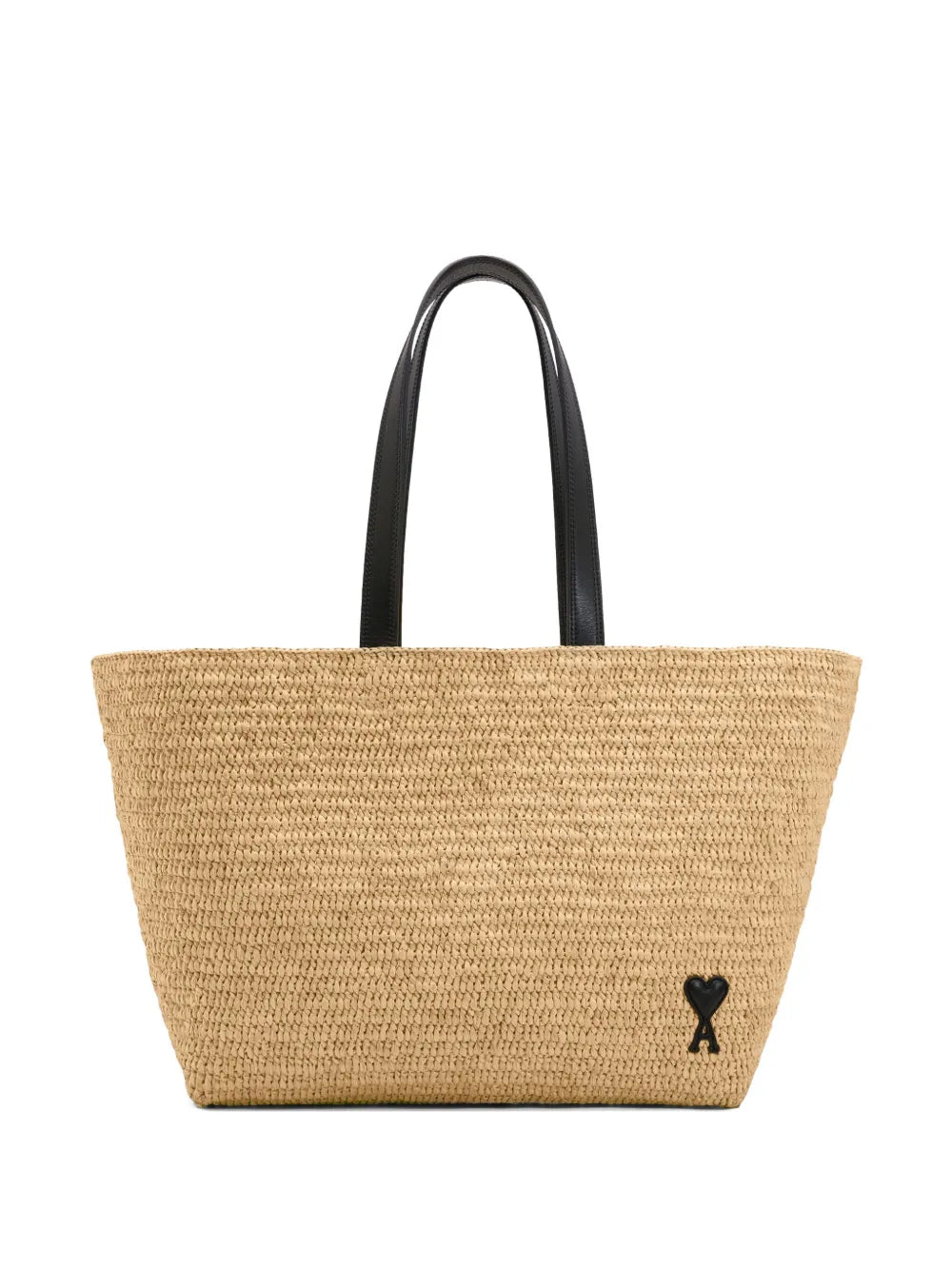 Large de coeur raffia tote bag-AMI-Verso
