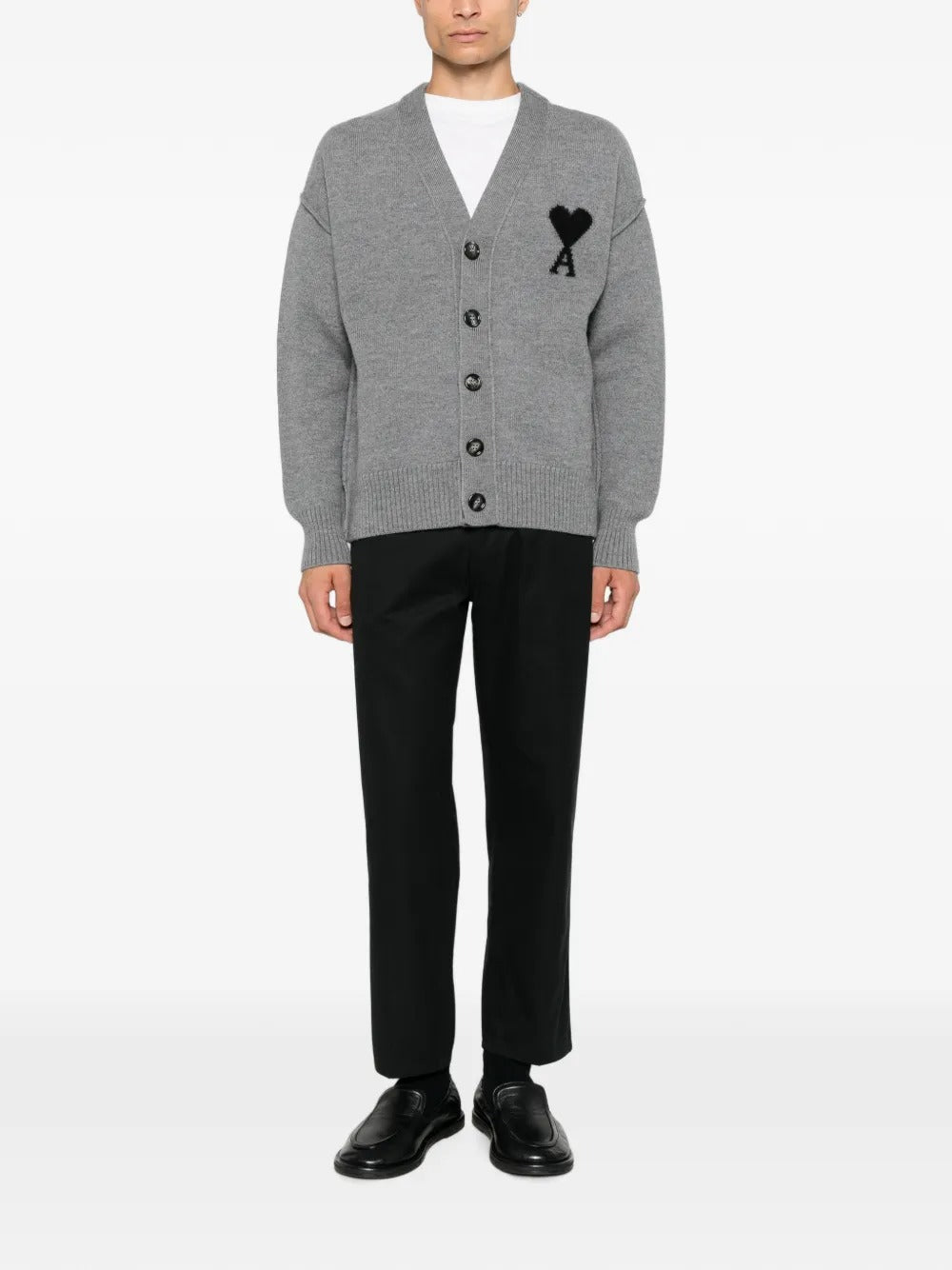 De coeur v-neck cardigan-AMI-Verso