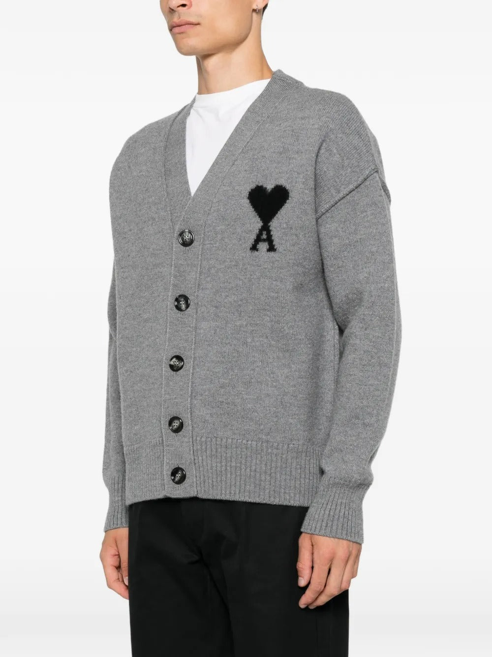De coeur v-neck cardigan-AMI-Verso