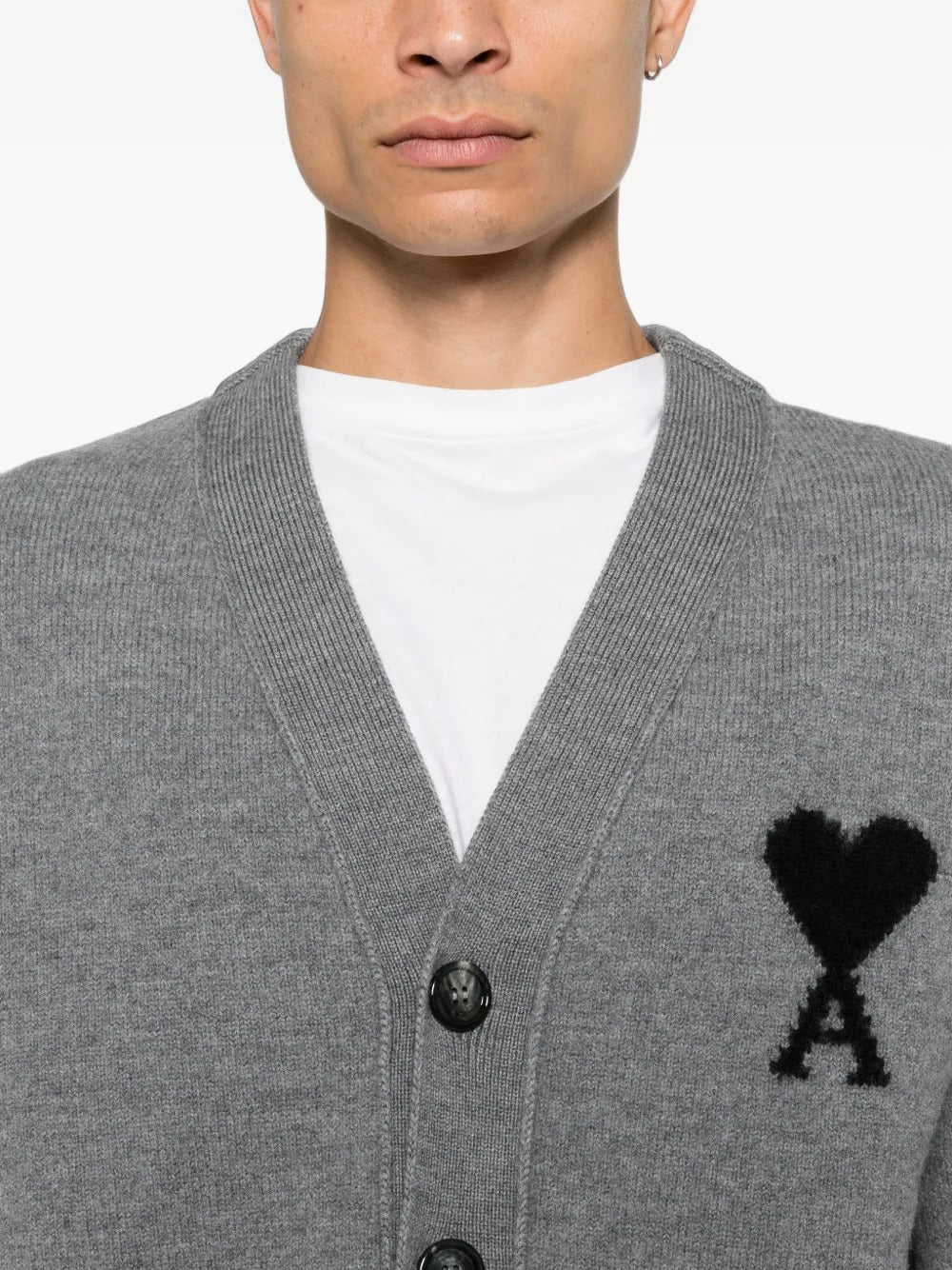 De coeur v-neck cardigan-AMI-Verso