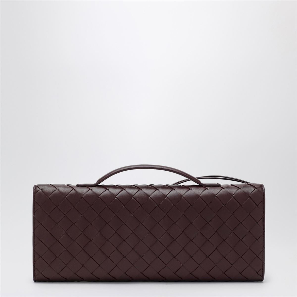 Andiamo clutch bag with handle in dark barolo-BOTTEGA VENETA-Verso
