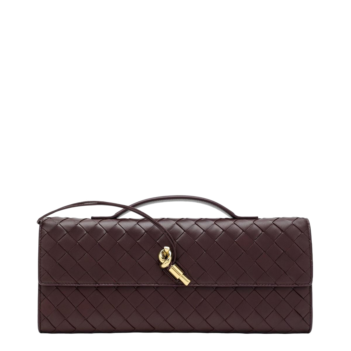 Andiamo clutch bag with handle in dark barolo-BOTTEGA VENETA-Verso