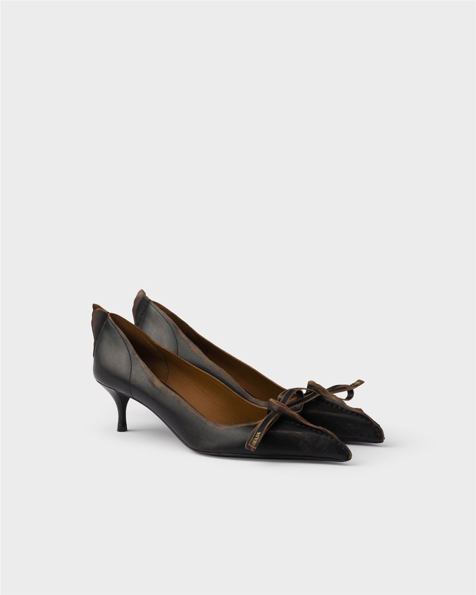 Antiqued leather pumps-PRADA-Verso
